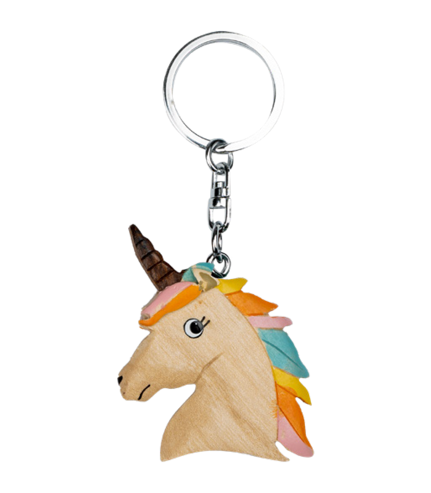 Schlüsselanhänger Einhornkopf, Holz