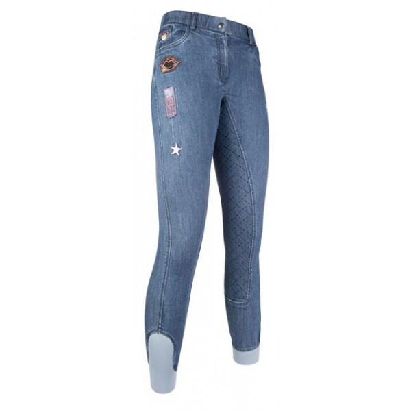   Damen Reithose Patches Denim HKM