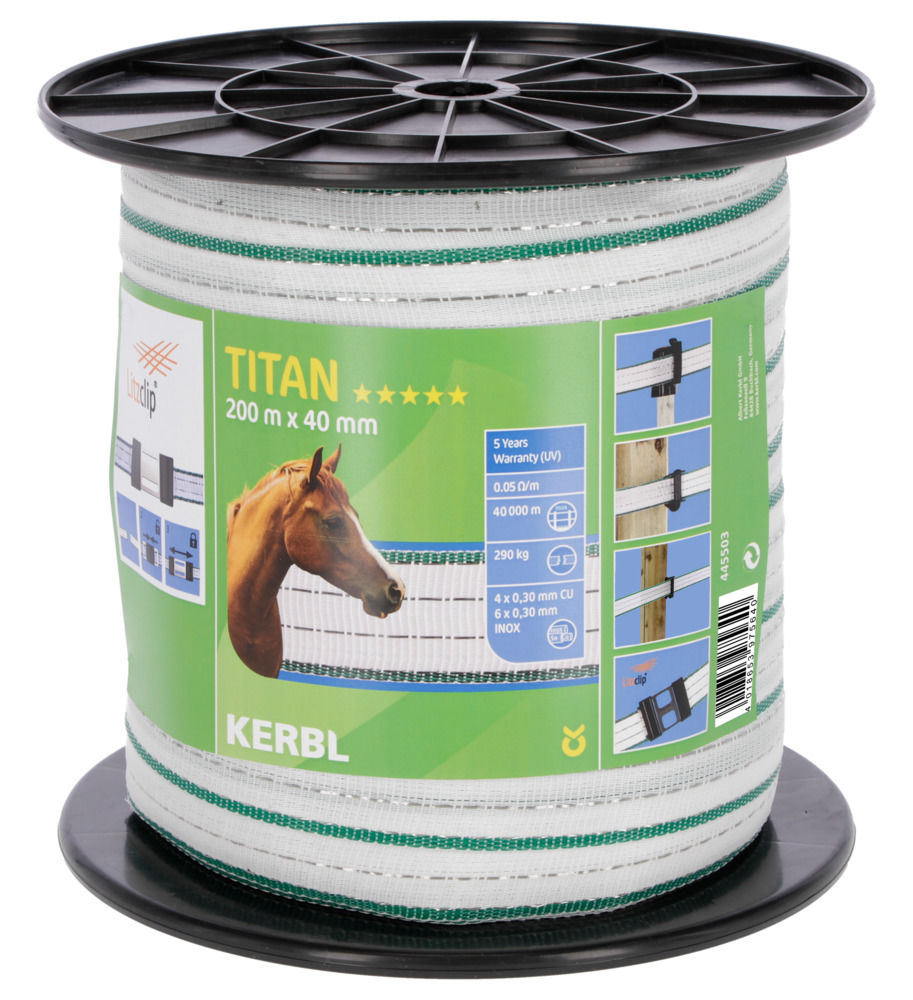 TITAN Weidezaun- Band 200m/ 40mm weiß/grün