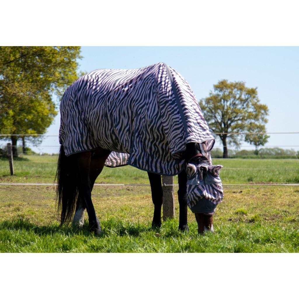 Fliegendecke Zebra mit Halsteil rose