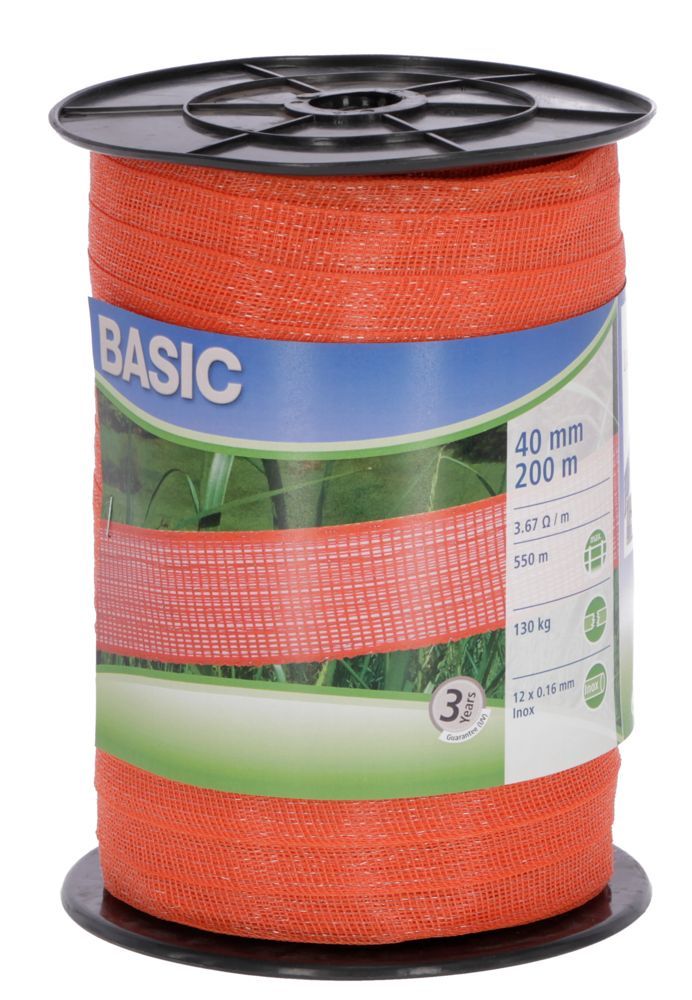 Basic Weidezaun- Band 200m/ 40mm, orange, 12x 0,16 Niro